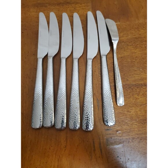 TOMODACHI Hampton Forge Ella 18/10 Stainless Hammered Flatware Set Of 7 Knives - Picture 2 of 4